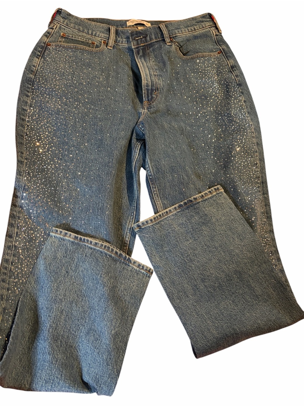 Abercrombie & Fitch High Rise 90s Relaxed Shiny Embellished Jeans
